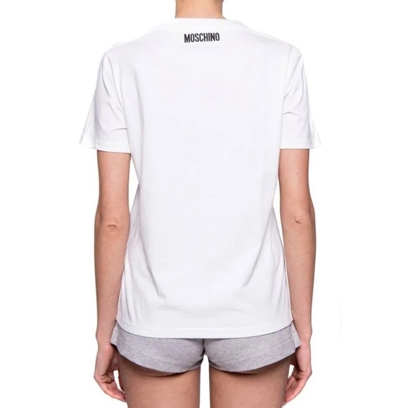 MOSCHINO Bullchic Print T-Shirt Women’s Short Sleeve Size 4 White - Picture 5 of 16